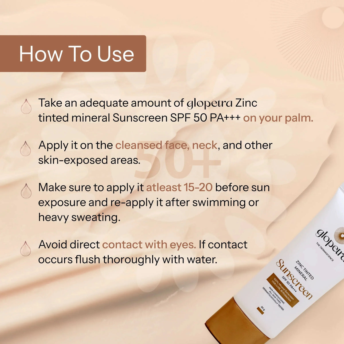 Image 6 of Glopetra Zinc Tinted Mineral Sunscreen Spf 50 Pa+++