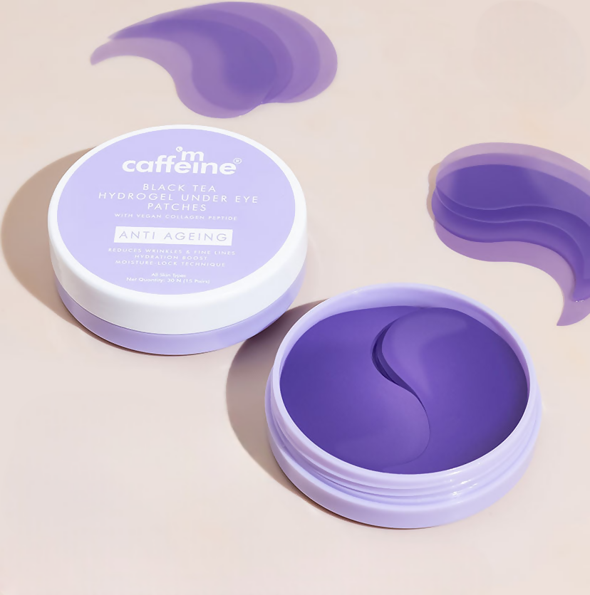 Image 1 of 30 Patches / Pack of 1 for the product mCaffeine Black Tea Hydrogel Under Eye Patches with Vegan Collagen Peptide - Anti-Ageing