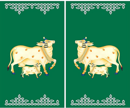 Image 1 of Default Title for the product Sri Yagnaa M 46 – Green Gomatha Muggu Backdrop Cloth, Set of 2, 5 x 8 Ft