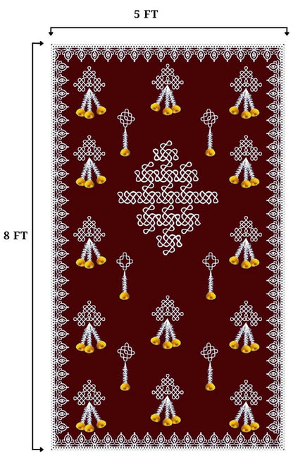 Image 3 of Sri Yagnaa M 2 – Dark Chocolate Muggu Backdrop Cloth with Flower Hanging, 5 x 8 Ft
