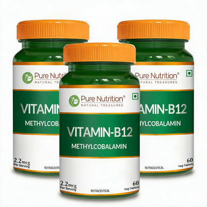 Image 3 of 60 tabs / Pack of 3 for the product Pure Nutrition Vitamin B12 - Veg Tablets