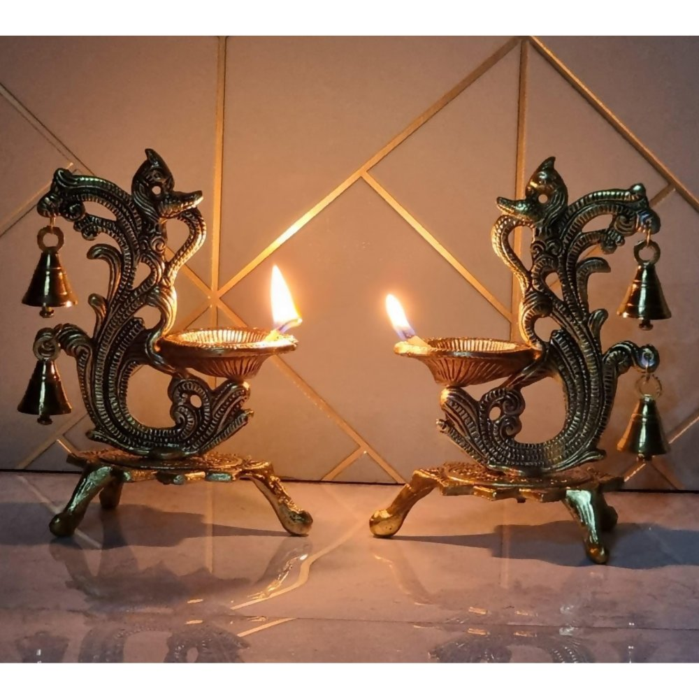 Image 9 of Saudeep India Oxidized Metal Diya for Puja