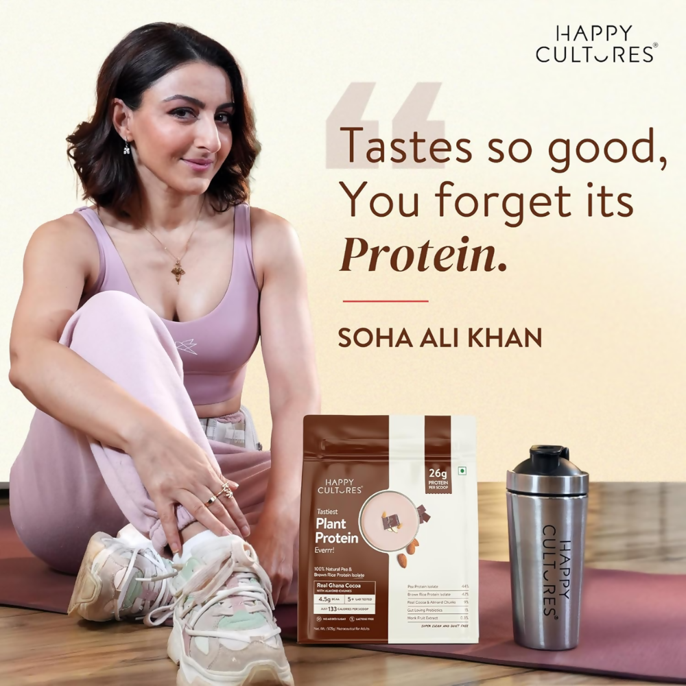 Image 2 of Happy Cultures 26g Tastiest Plant Protein| Chocolate, Almond Chunks & Ashwagandha