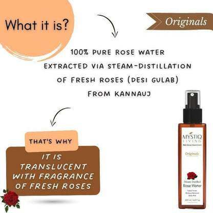 Image 7 of Mystiq Living Rose Water Pure & Natural Spray Face Toner, Gulab Jal For Skin & Hair