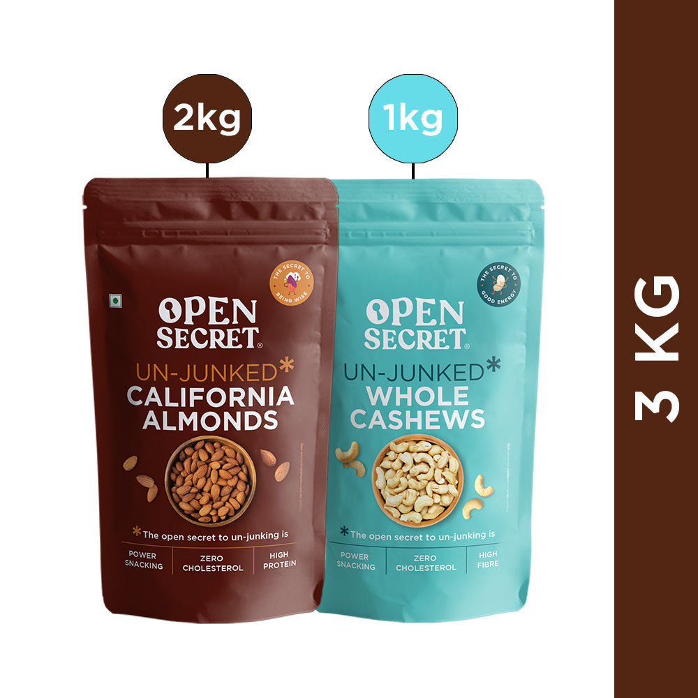 Image 1 of Open Secret Whole Cashew (1kg) & Almond (2kg)Combo