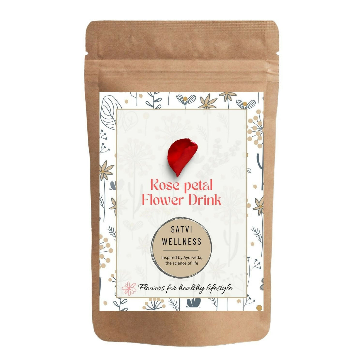 Image 1 of 25 gm / Pack of 1 for the product Satvi Wellness Rose Petal Flower Tea | Rose Petal Tea | Rose Flower Drink Mix | Herbal Tea