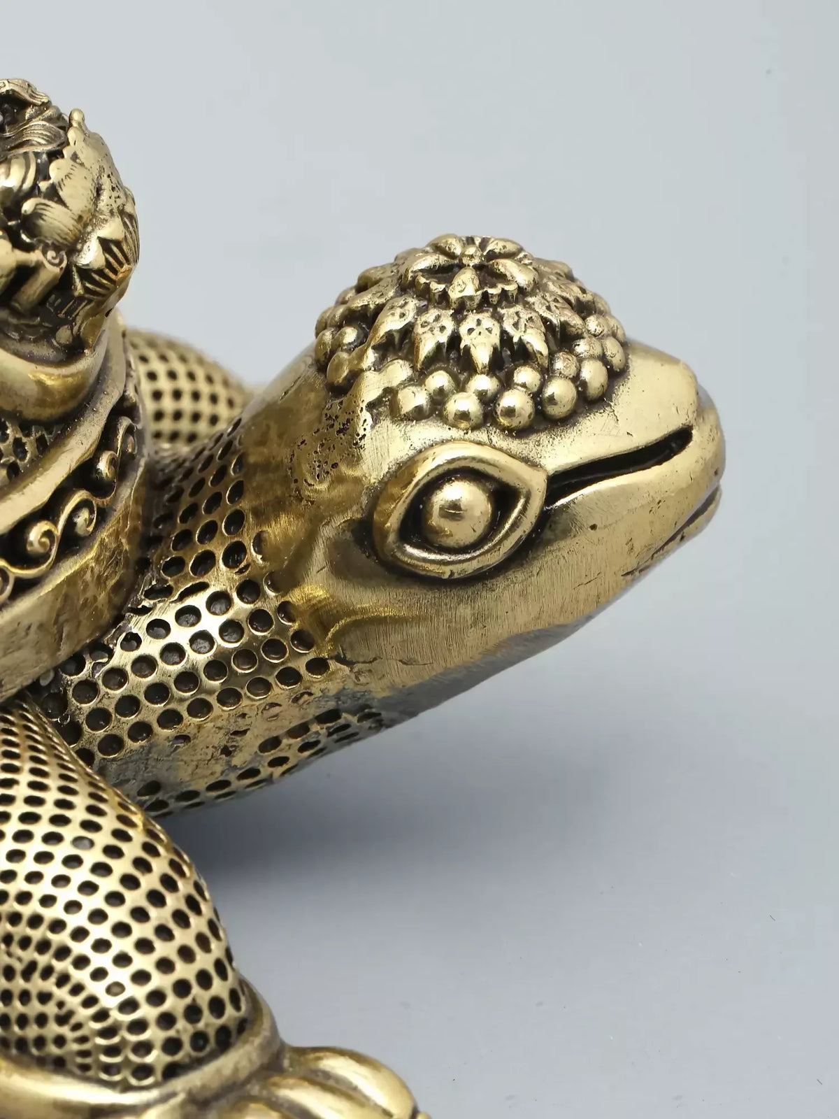 Image 9 of Ishwar Arts 6" Vastu Small Tortoise with Ashtalakshmi and Yantra on Top Superfine Brass Statue