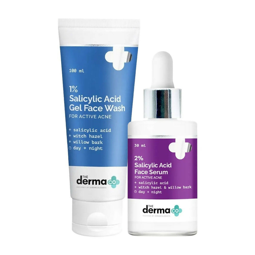 Image 1 of kit for the product The Derma Co Anti-Acne Regimen Combo - 1% Salicylic Acid Gel Face Wash (100 ml) + 2% Salicylic Acid Serum