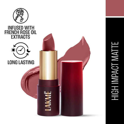 Image 2 of Lakme Forever Matte Lipstick, Made With French Rose Oil Extracts - Pink Geranium