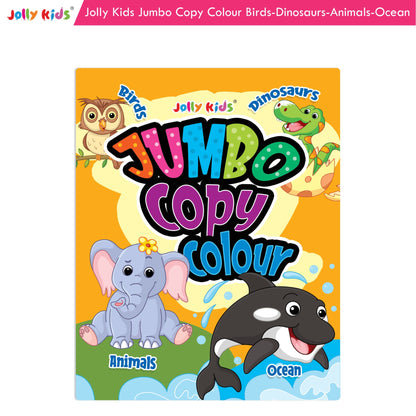 Image 2 of Default Title for the product Jolly Kids Jumbo Copy Colouring Books for Kids| Fun Colouring Activity Books: Birds, Dinosaurs, Animals & Ocean| Ages 3-10 Years