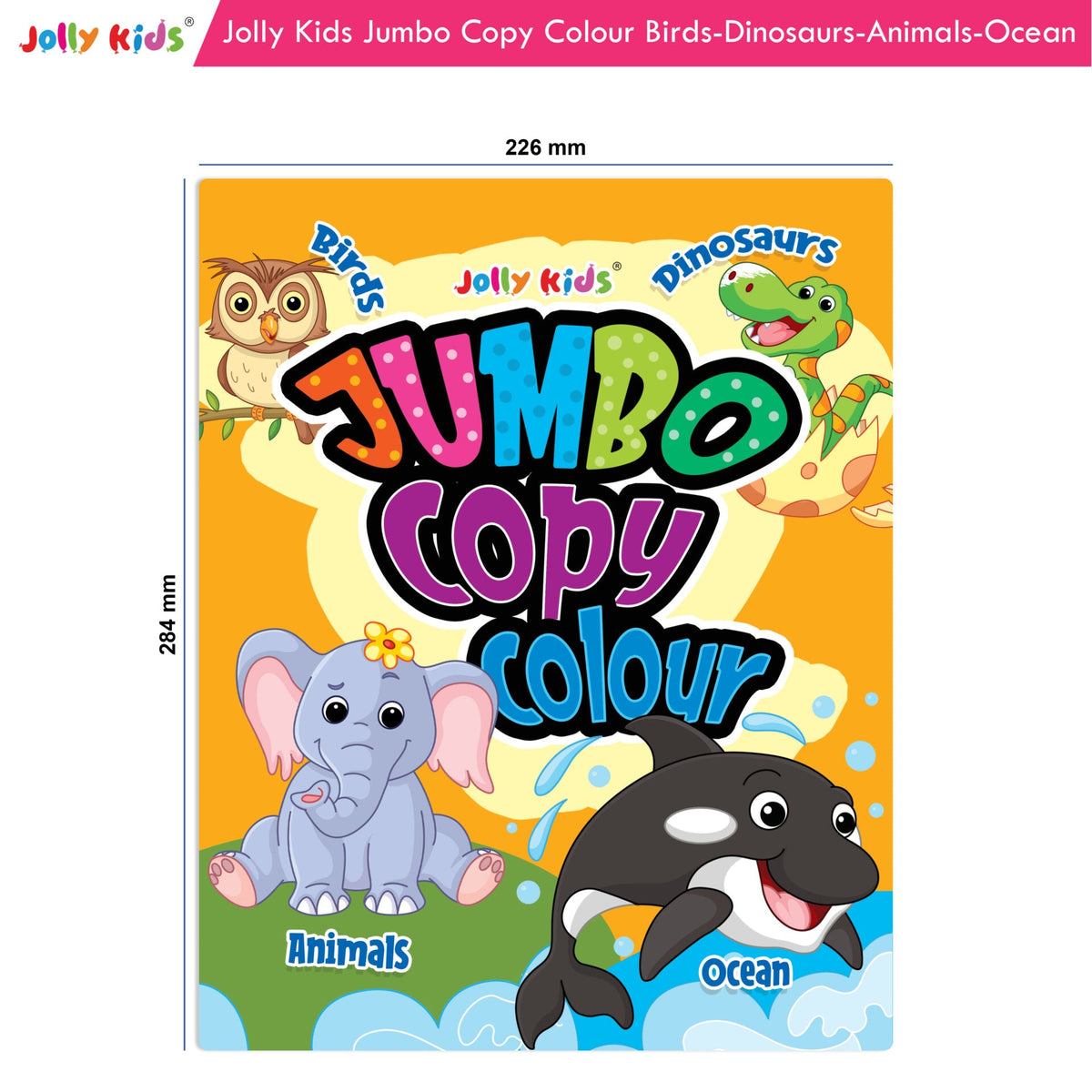 Image 3 of Jolly Kids Jumbo Copy Colouring Books for Kids| Fun Colouring Activity Books: Birds, Dinosaurs, Animals & Ocean| Ages 3-10 Years