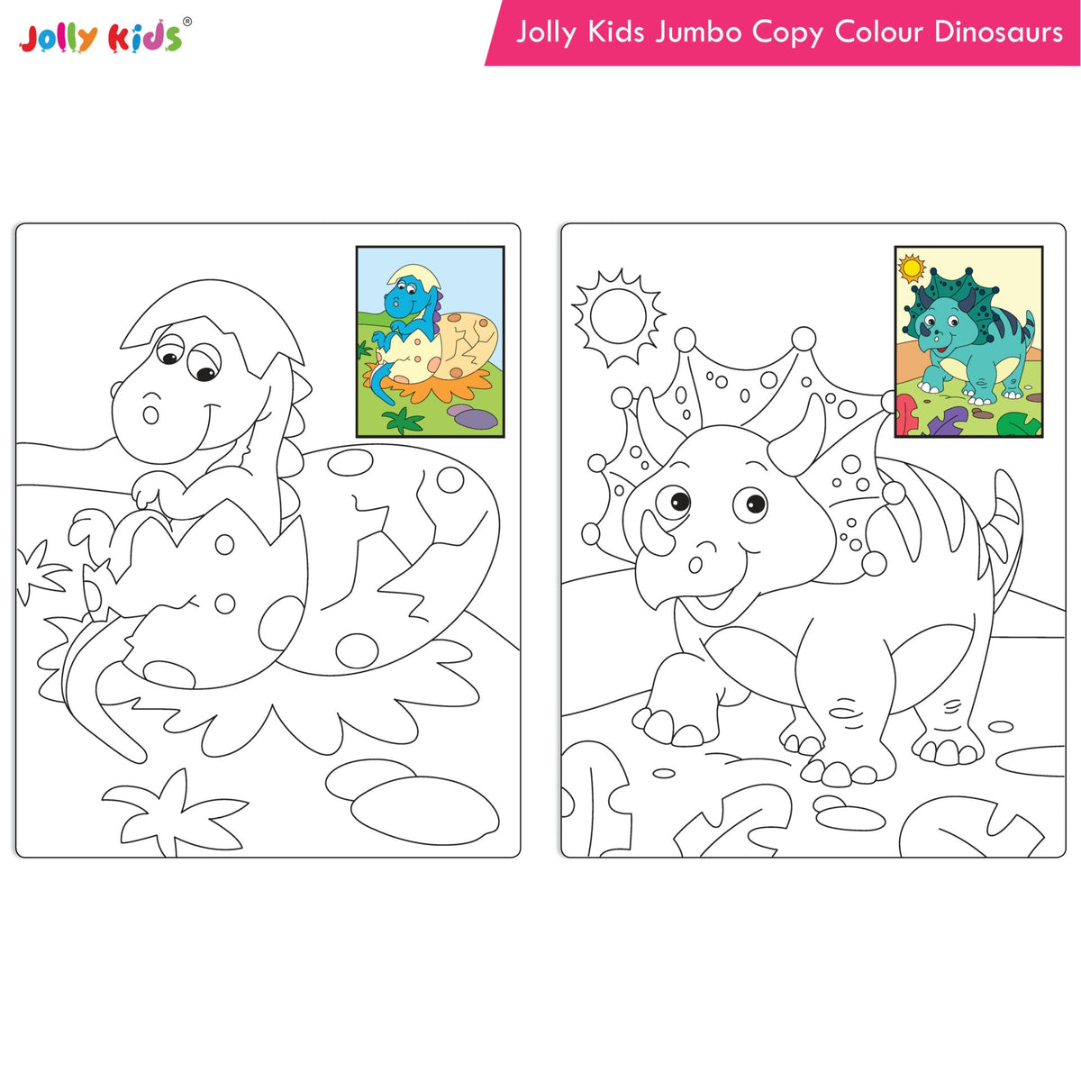 Image 6 of Jolly Kids Jumbo Copy Colouring Books for Kids| Fun Colouring Activity Books: Birds, Dinosaurs, Animals & Ocean| Ages 3-10 Years