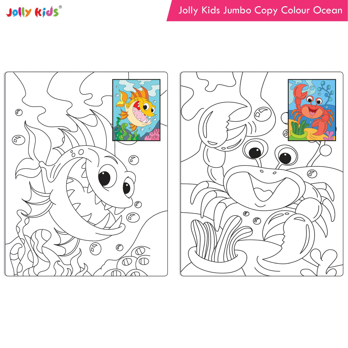 Image 7 of Jolly Kids Jumbo Copy Colouring Books for Kids| Fun Colouring Activity Books: Birds, Dinosaurs, Animals & Ocean| Ages 3-10 Years