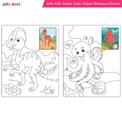 Image 9 of Jolly Kids Jumbo Copy Colouring Books for Kids| Fun Colouring Activity Books: Birds, Dinosaurs, Animals & Ocean| Ages 3-10 Years