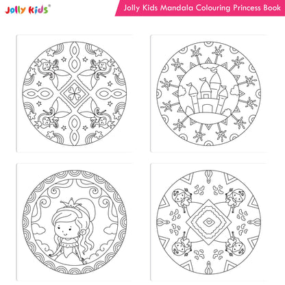 Image 5 of Jolly Kids Mandala Colouring Books Set| Set of 4| Colouring Book: Stress Relieving Designs Flower, Jungle, Princess & Unicorn Colouring Books