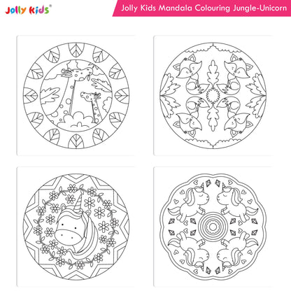 Image 9 of Jolly Kids Mandala Colouring Books Set| Set of 4| Colouring Book: Stress Relieving Designs Flower, Jungle, Princess & Unicorn Colouring Books