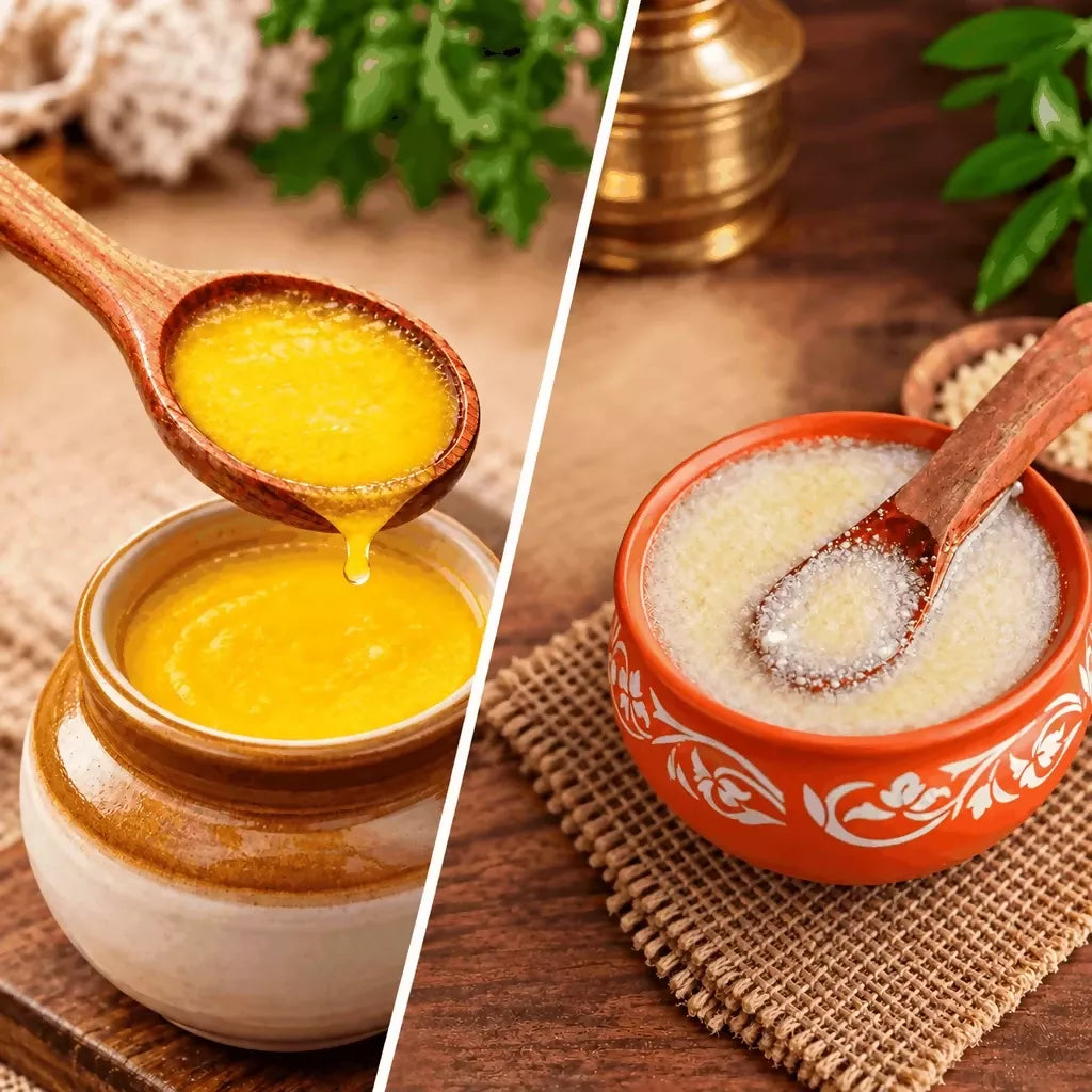 Image 1 of combo for the product Tenali Ruchulu - A2 Desi Buffalo Ghee + A2 Desi Cow Ghee