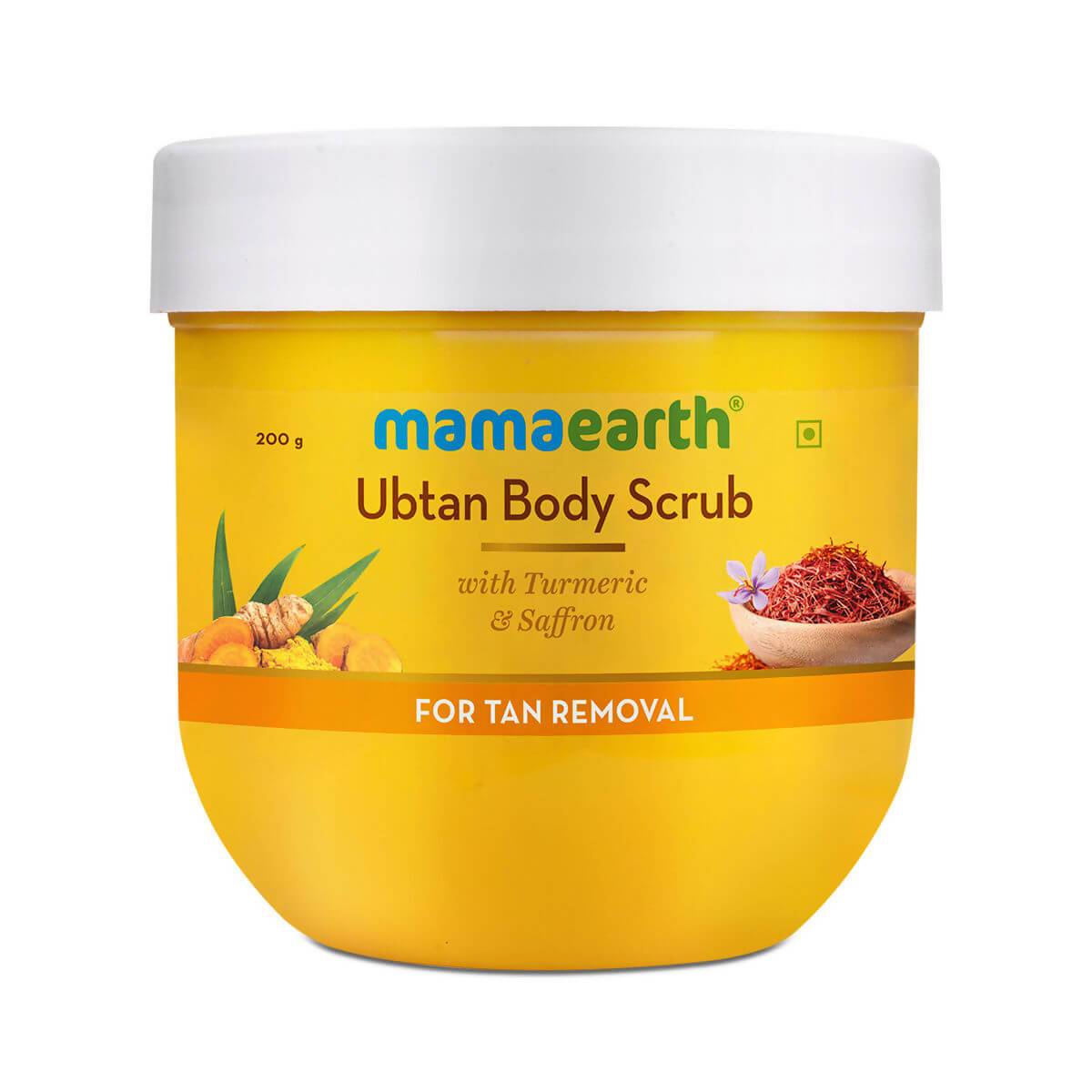 Image 1 of 200 gm / Pack of 1 for the product Mamaearth Ubtan Body Scrub with Turmeric & Saffron for Tan Removal