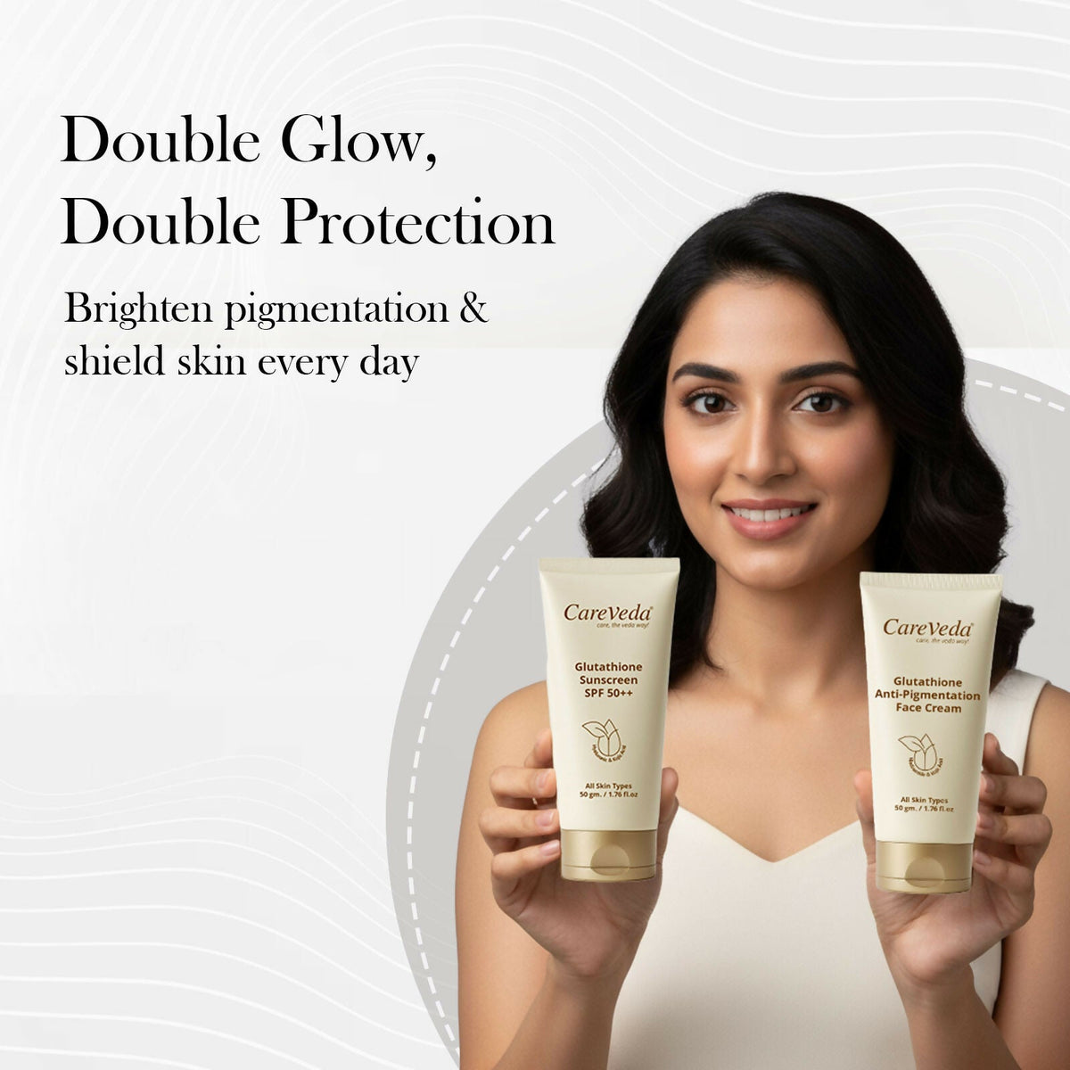 Image 5 of CareVeda Glutathione Skin Care Set of 2 | Face Cream & Sunscreen for Bright, Even-Toned Skin | Anti-Pigmentation & Glow Boost | For Men & Women