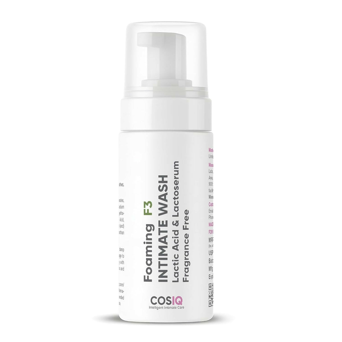 Image 1 of Cos-IQ Foaming F3 Intimate Wash Fragrance-Free Hygiene Wash with Lactic Acid & Lactoserum