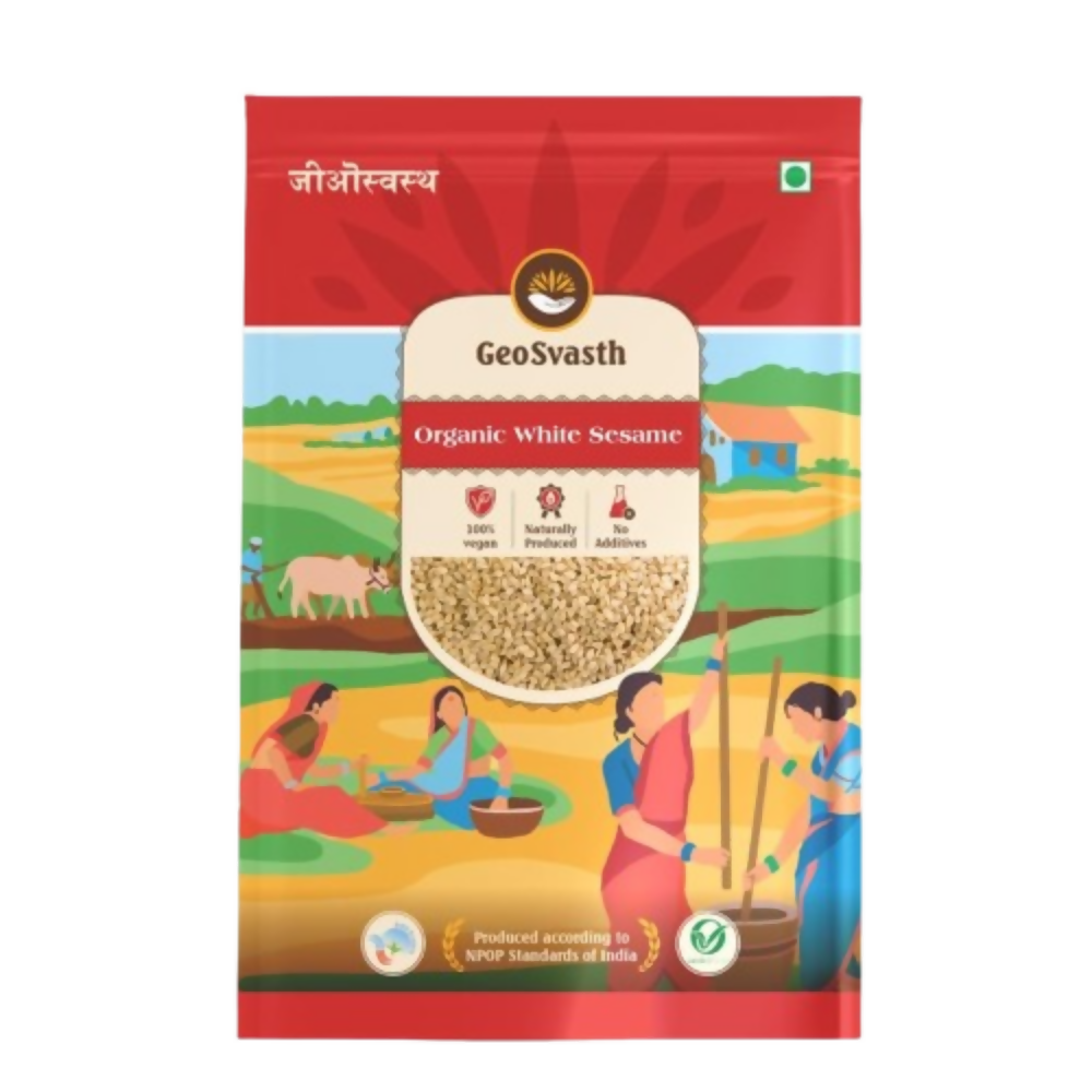 Image 1 of 100 gm for the product GeoSvasth Organic White Sesame Seeds