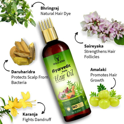 Image 3 of Wildera Bringha Ayurvedic Hair Oil, Hair Fall Control and Hair Growth with Bringharaj Oil