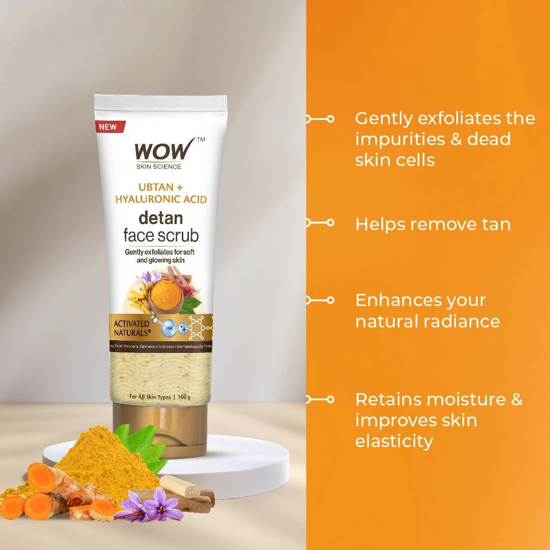 Image 4 of WOW Skin Science Ubtan + Hyaluronic Acid Detan Face Scrub For Gently Exfoliates, Removes Impurities, Hydrates Skin