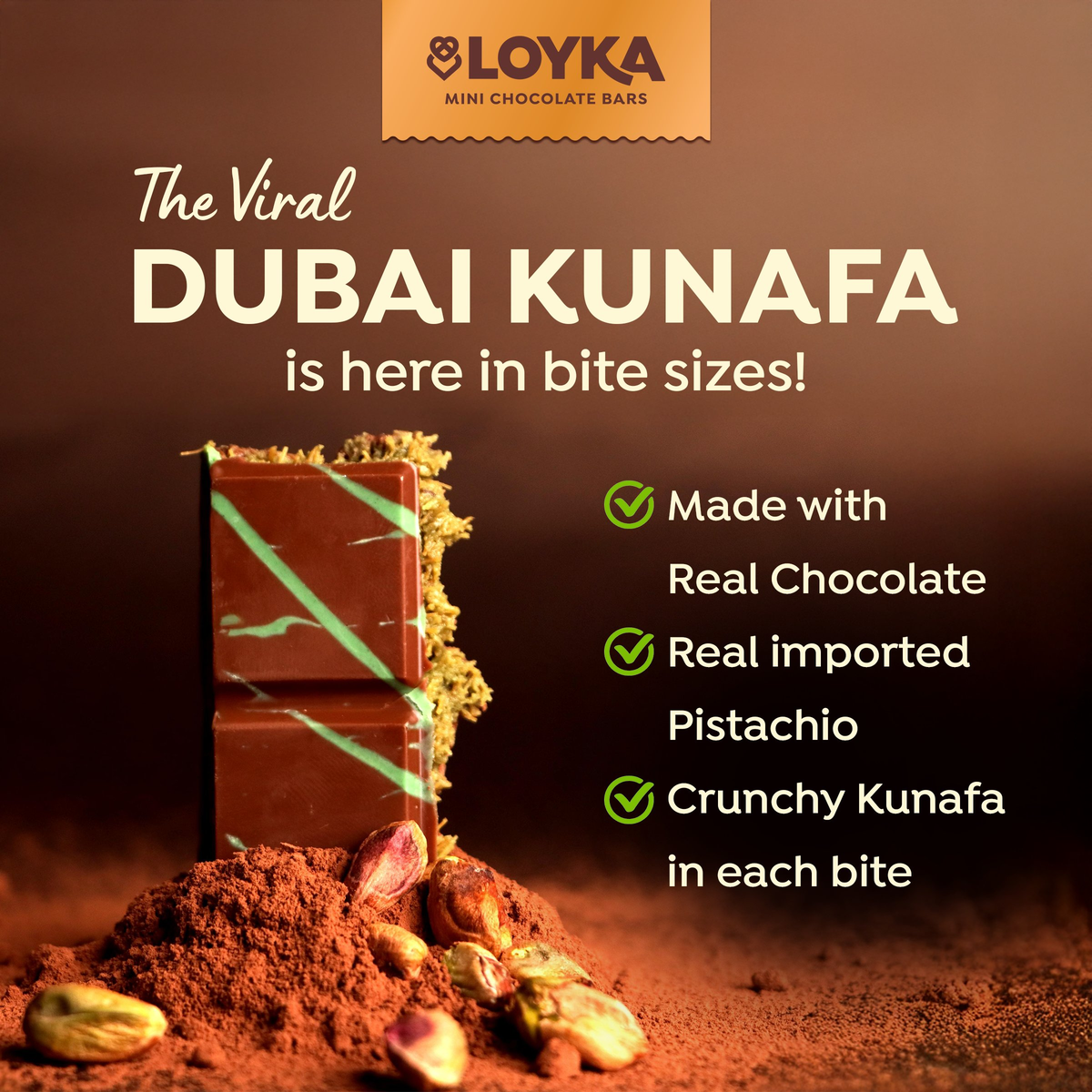 Image 2 of Loyka Dubai Kunafa Chocolate Bar