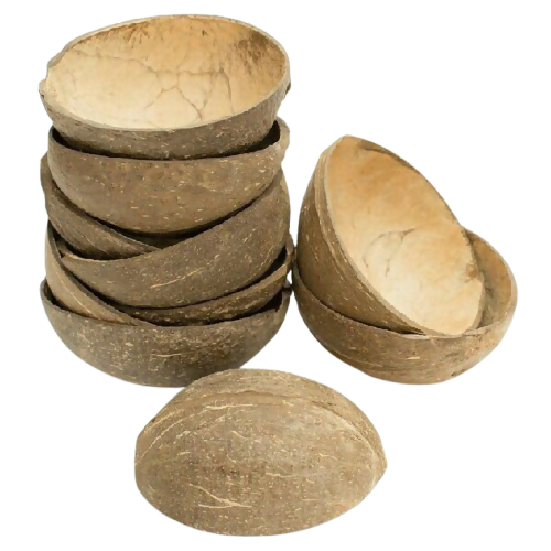 Image 1 of 150 ml / Set of 10 for the product Thenga Natural Oval Coconut Shell Bowls