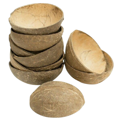 Image 1 of 150 ml / Set of 10 for the product Thenga Natural Oval Coconut Shell Bowls