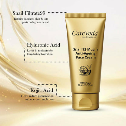 Image 5 of CareVeda Snail 92 Mucin Anti-Aging Face Cream for Skin Repair