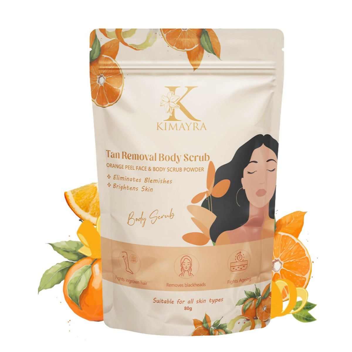 Image 1 of Kimayra Natural Orange Peel Face & Body Scrub For Brightens Skin Tone, Tan Removal Scrub