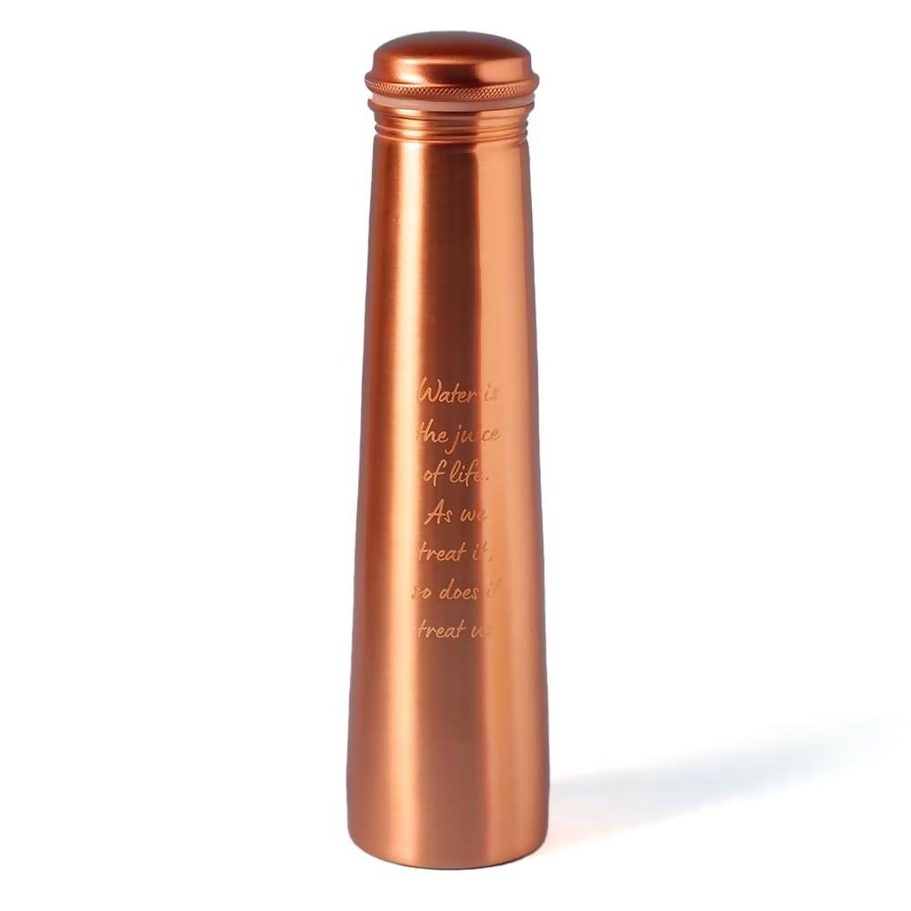 Image 1 of 750 ml for the product Isha Life Sleek Copper Water Bottle with Sadhguru Quote