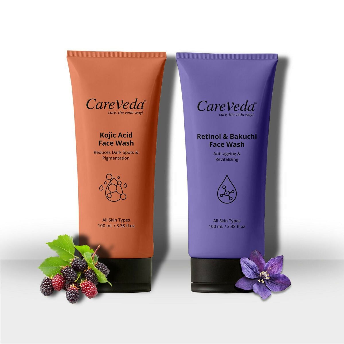 Image 2 of CareVeda Skin Radiance Combo – Kojic Acid, Retinol & Bakuchi Face Wash (Set of 2)