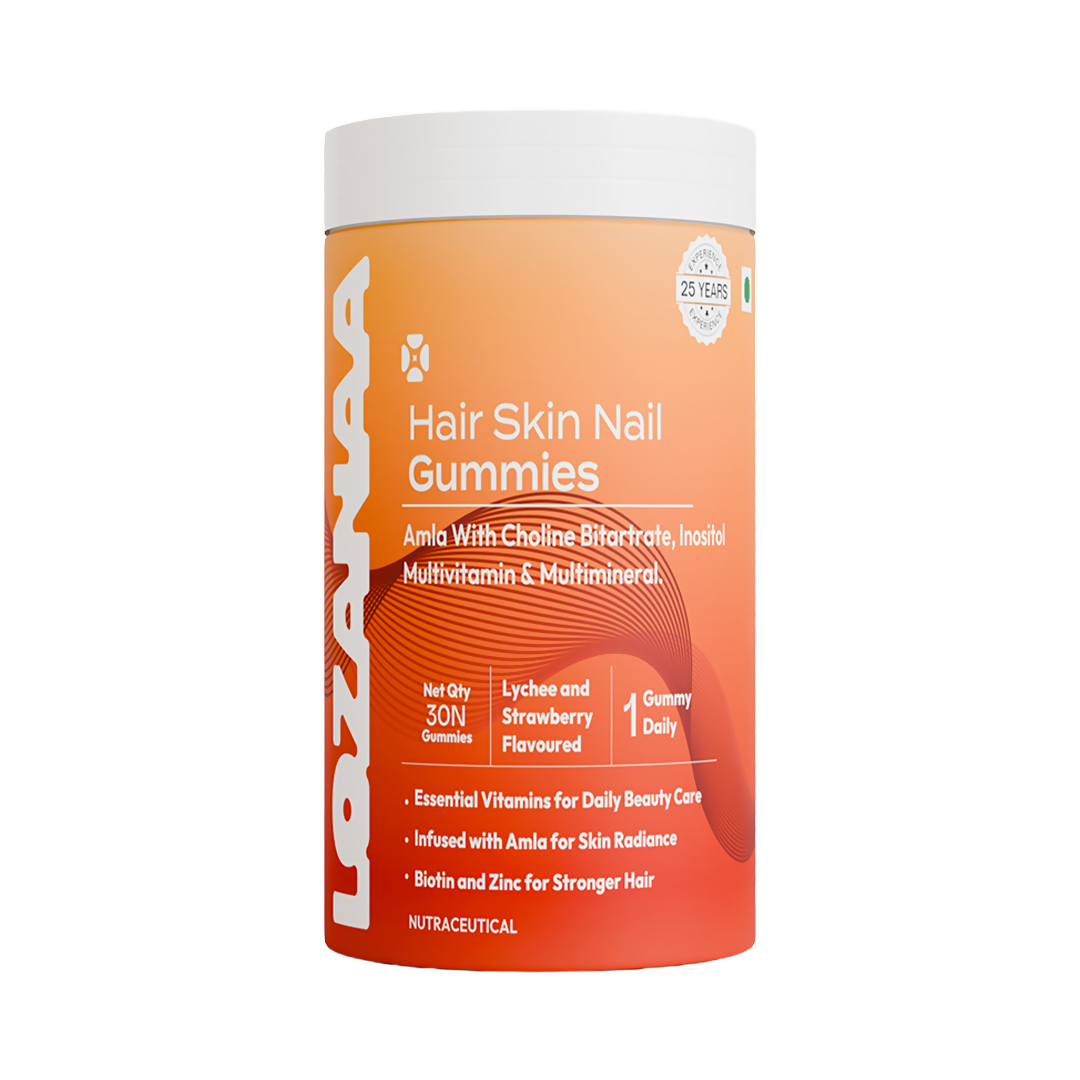 Image 1 of 30 gummies for the product Lozanaa Hair Skin Nail Gummies - Lychee & Strawberry Flavour