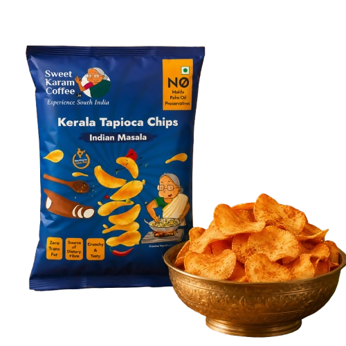 Image 1 of 65 gm for the product Sweet Karam Coffee Indian Masala Tapioca Chips