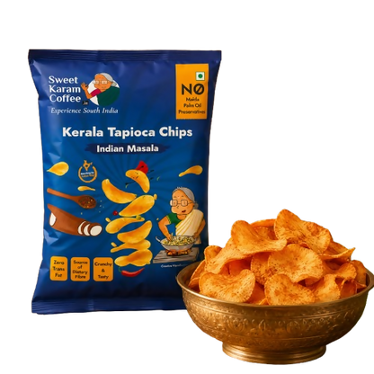 Image 1 of 65 gm for the product Sweet Karam Coffee Indian Masala Tapioca Chips