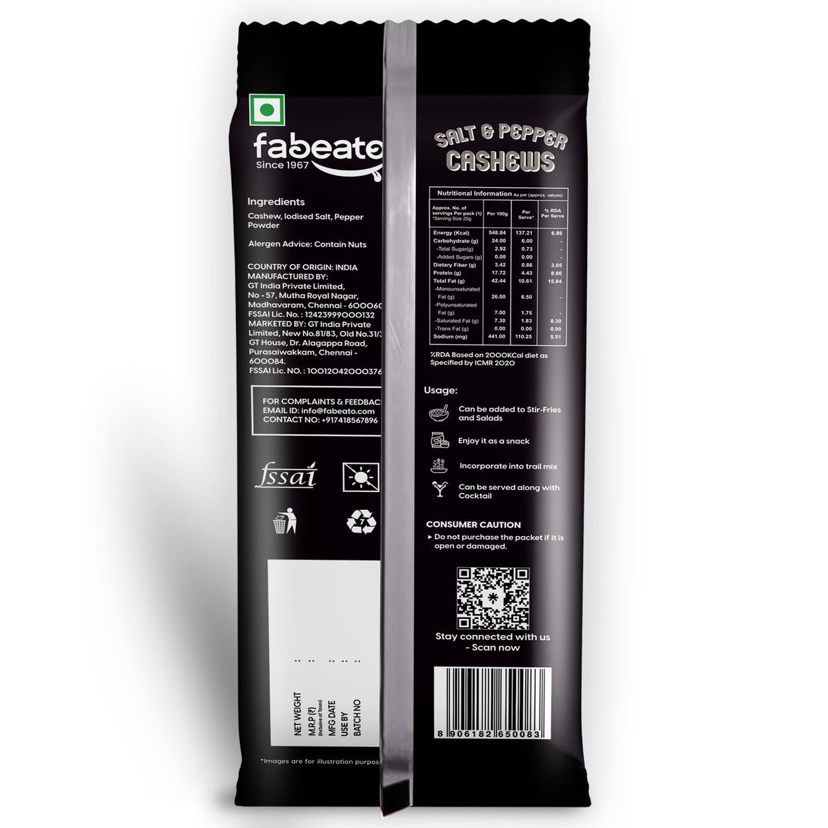 Image 4 of Fabeato Munch on the Go Snack Premium Salt and Pepper Cashews