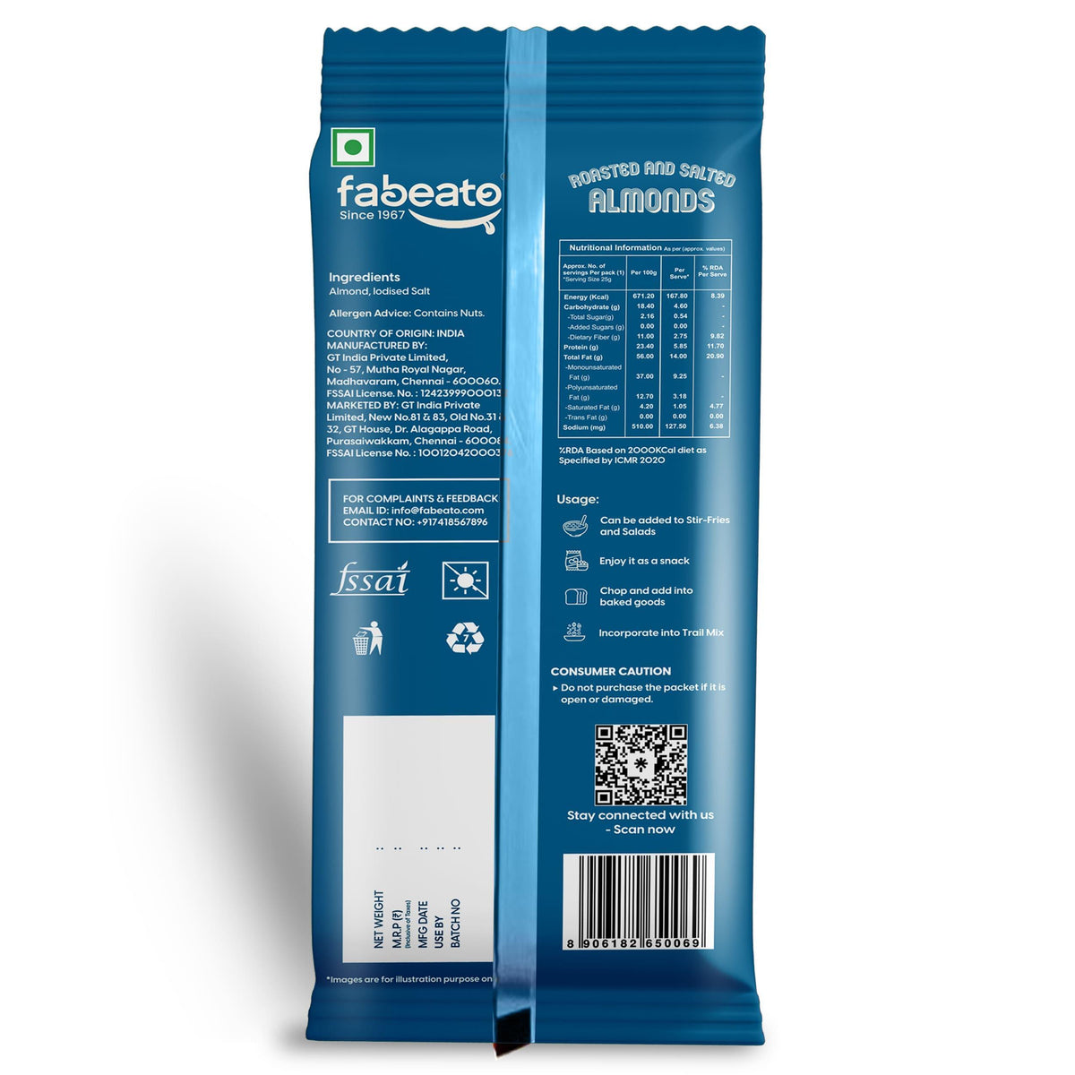 Image 4 of Fabeato Munch on the Go Snack Premium Roasted and Salted Almonds