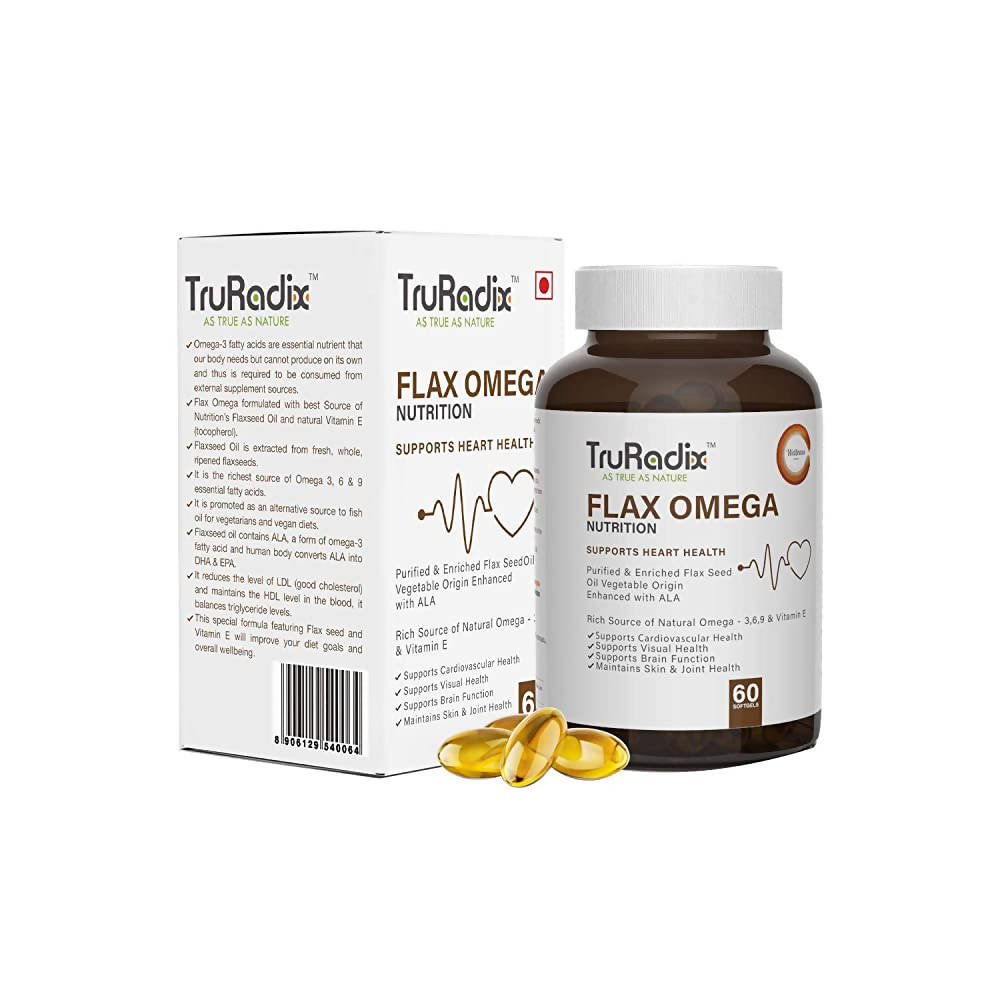 Image 1 of 60 softgels for the product Truradix Flax Omega Nutrition Soft Gels