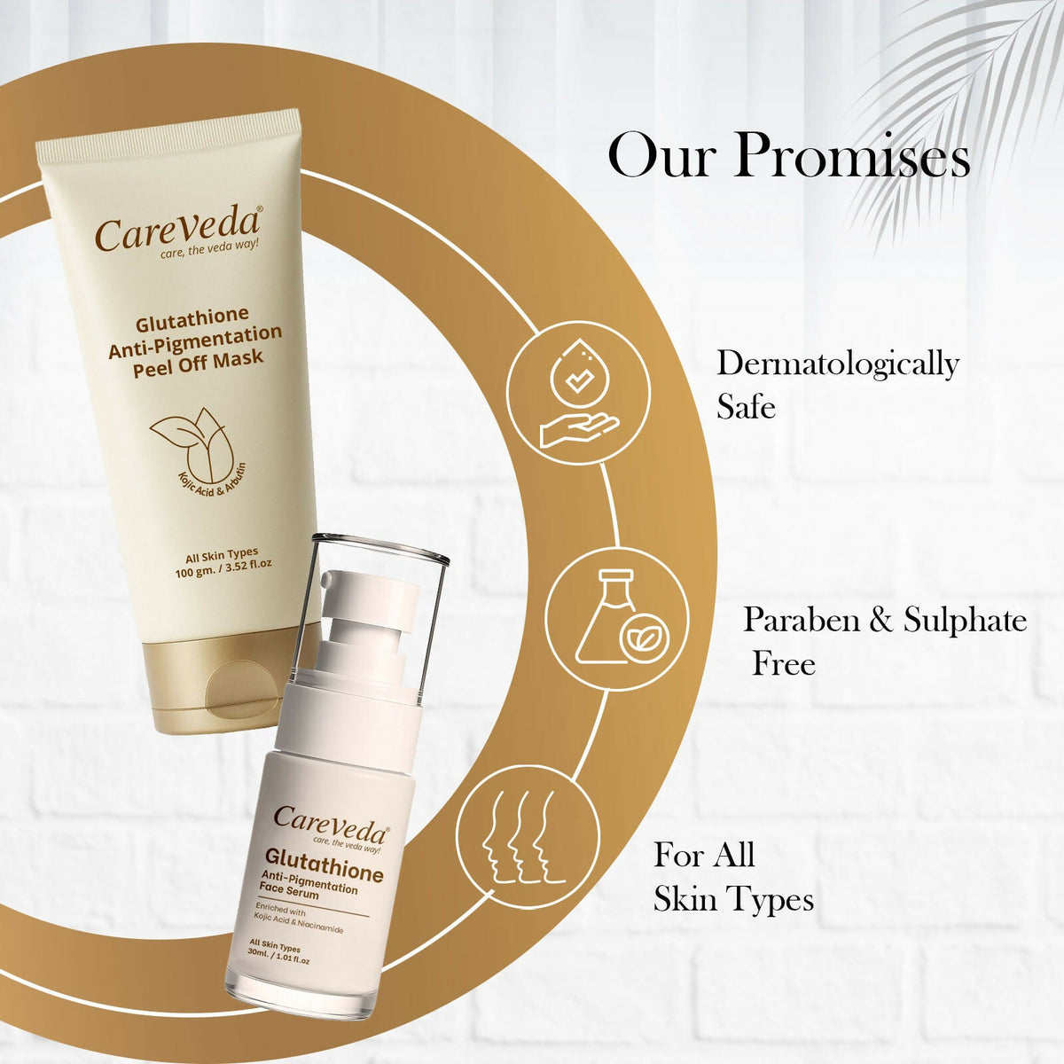 Image 5 of CareVeda Glutathione Skin Care Set of 2 | Peel off Mask & Face Serum for Bright, Even-Toned Skin | Anti-Pigmentation & Glow Boost | For Men & Women