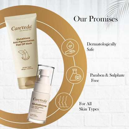 Image 5 of CareVeda Glutathione Skin Care Set of 2 | Peel off Mask & Face Serum for Bright, Even-Toned Skin | Anti-Pigmentation & Glow Boost | For Men & Women
