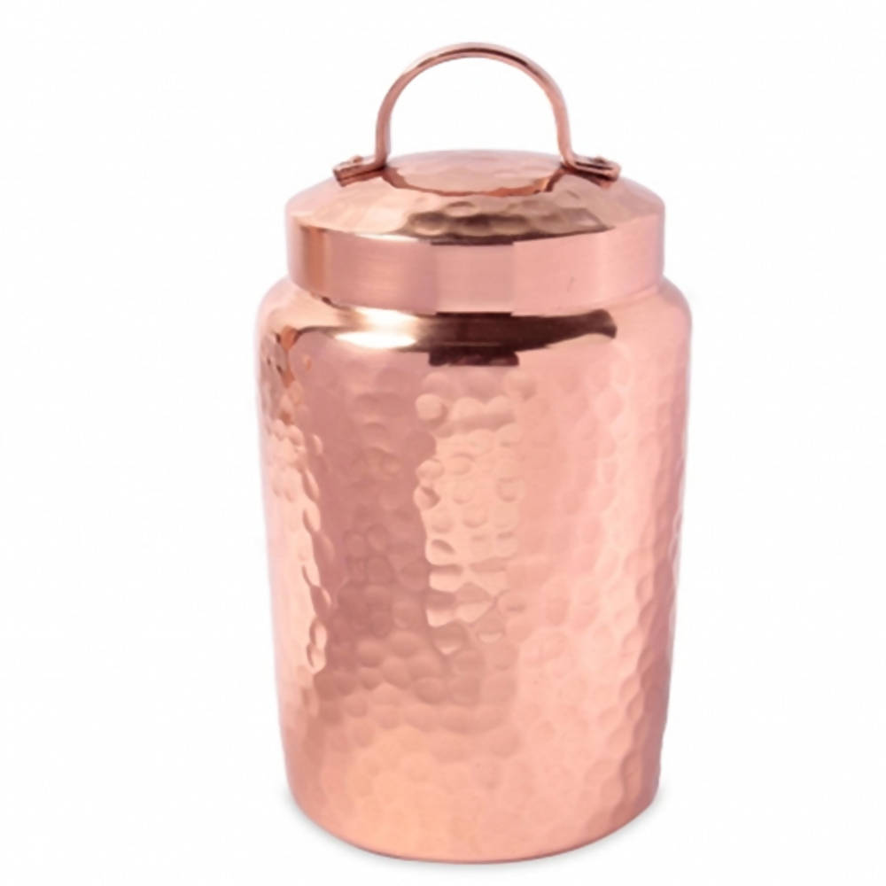 Image 1 of 450 Ml for the product Isha Life Hammered Copper Container with Lid