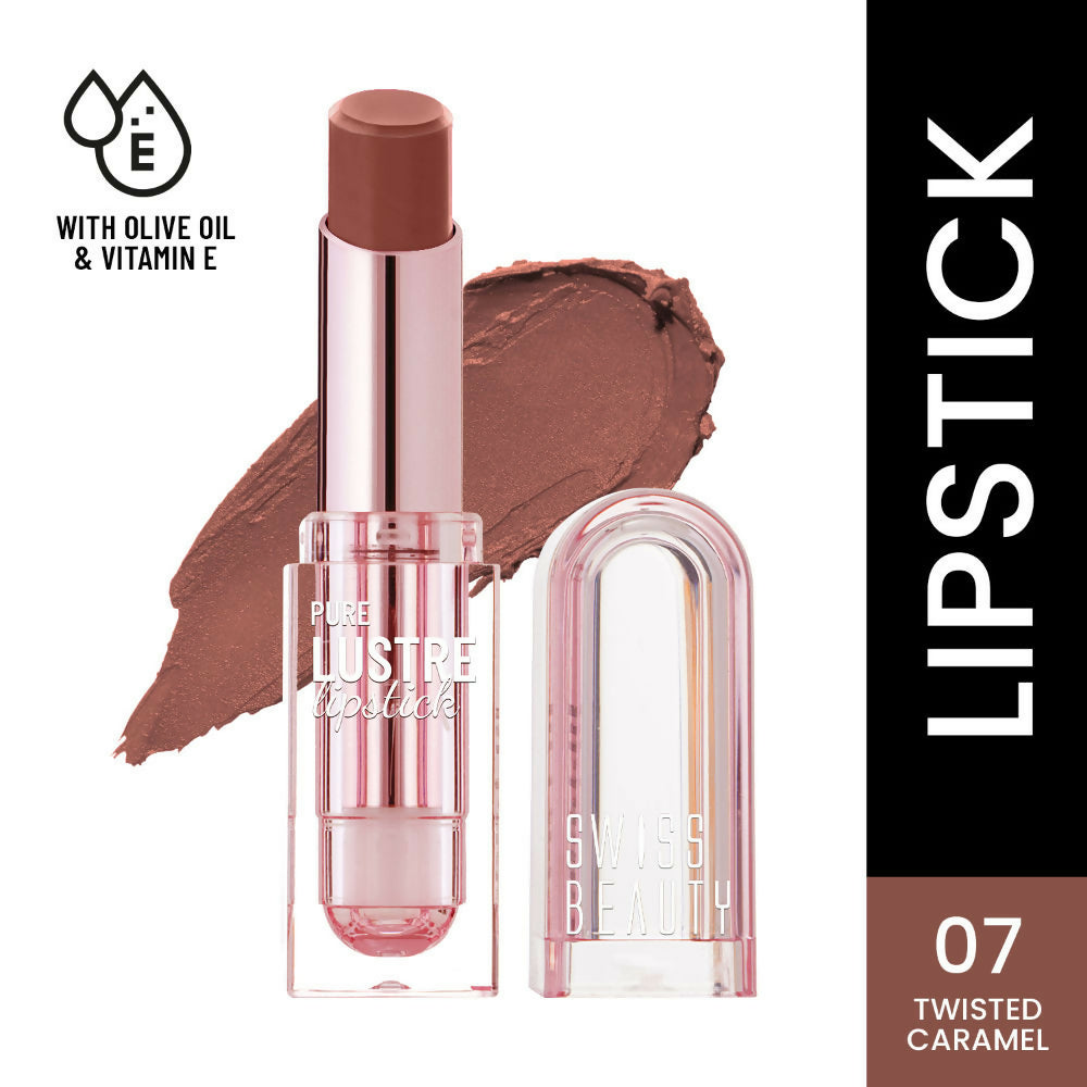 Image 8 of Swiss Beauty High Shine Finish Smooth Glide Pure Lustre Lipstick - 7 Twisted Caramel