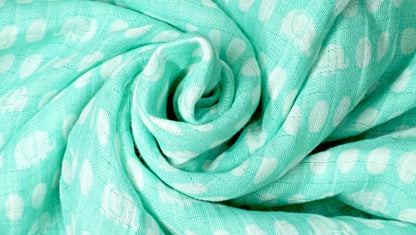 Image 3 of Kindermum Organic Cotton Muslin Swaddle Blanket 100 Cm X 100 Cm - Set Of 2 - Pista And Lemon