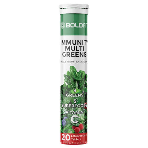 Image 1 of 20 tabs for the product Boldfit Immunity Multi Greens Effervescent Tablets