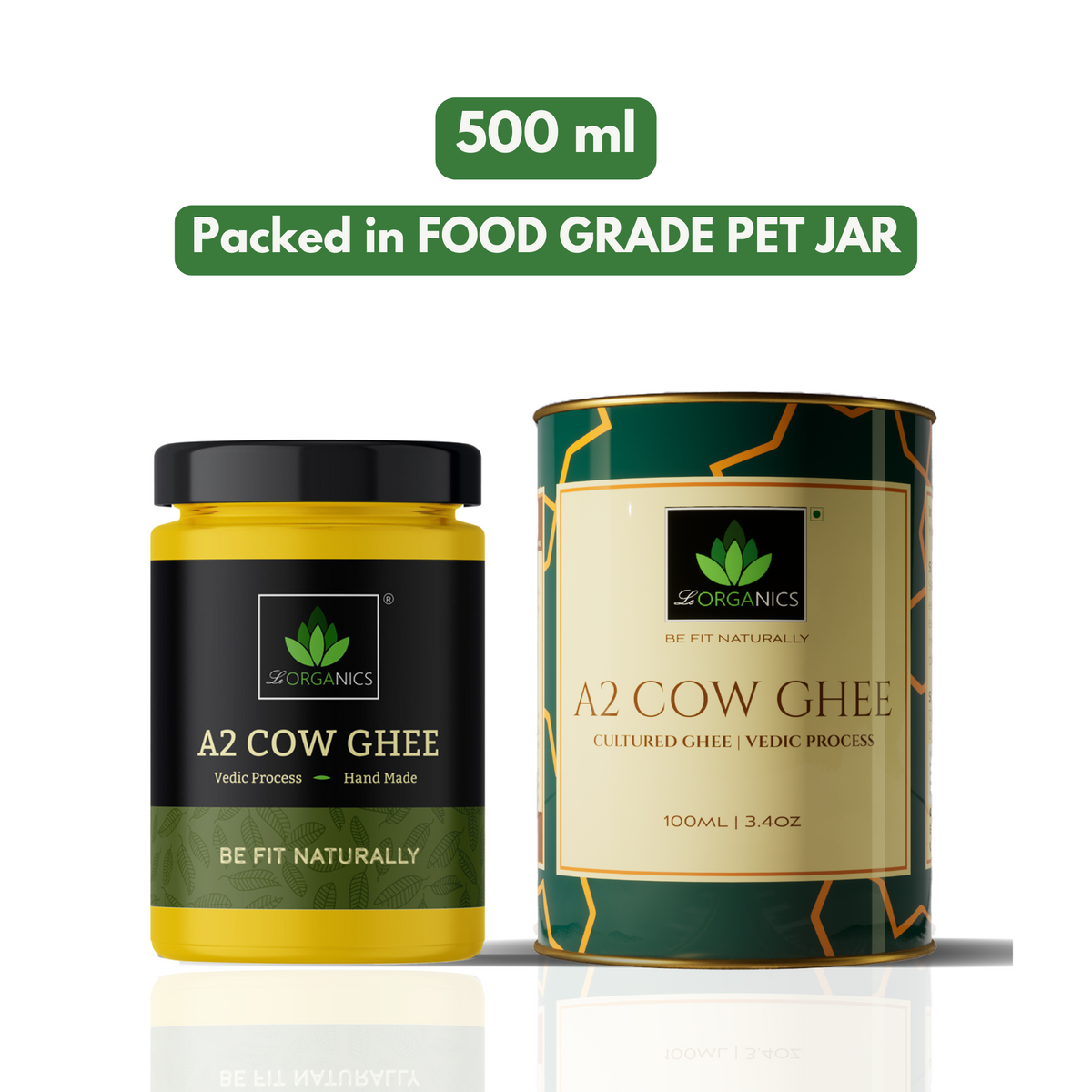 Image 1 of 500 ml / Pack of 1 for the product Le Organics A2 Cow Ghee | Cultured Desi Ghee | Homemade & Certified Organic Ghee