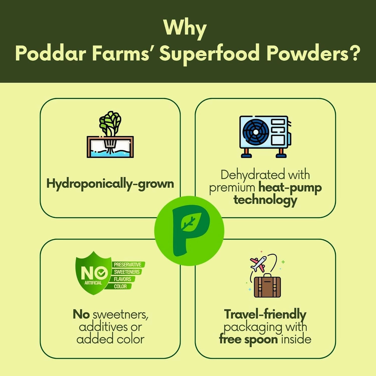Image 3 of Poddar Farms Plant-Based Superfood Mix (Kale + Moringa + Wheatgrass)