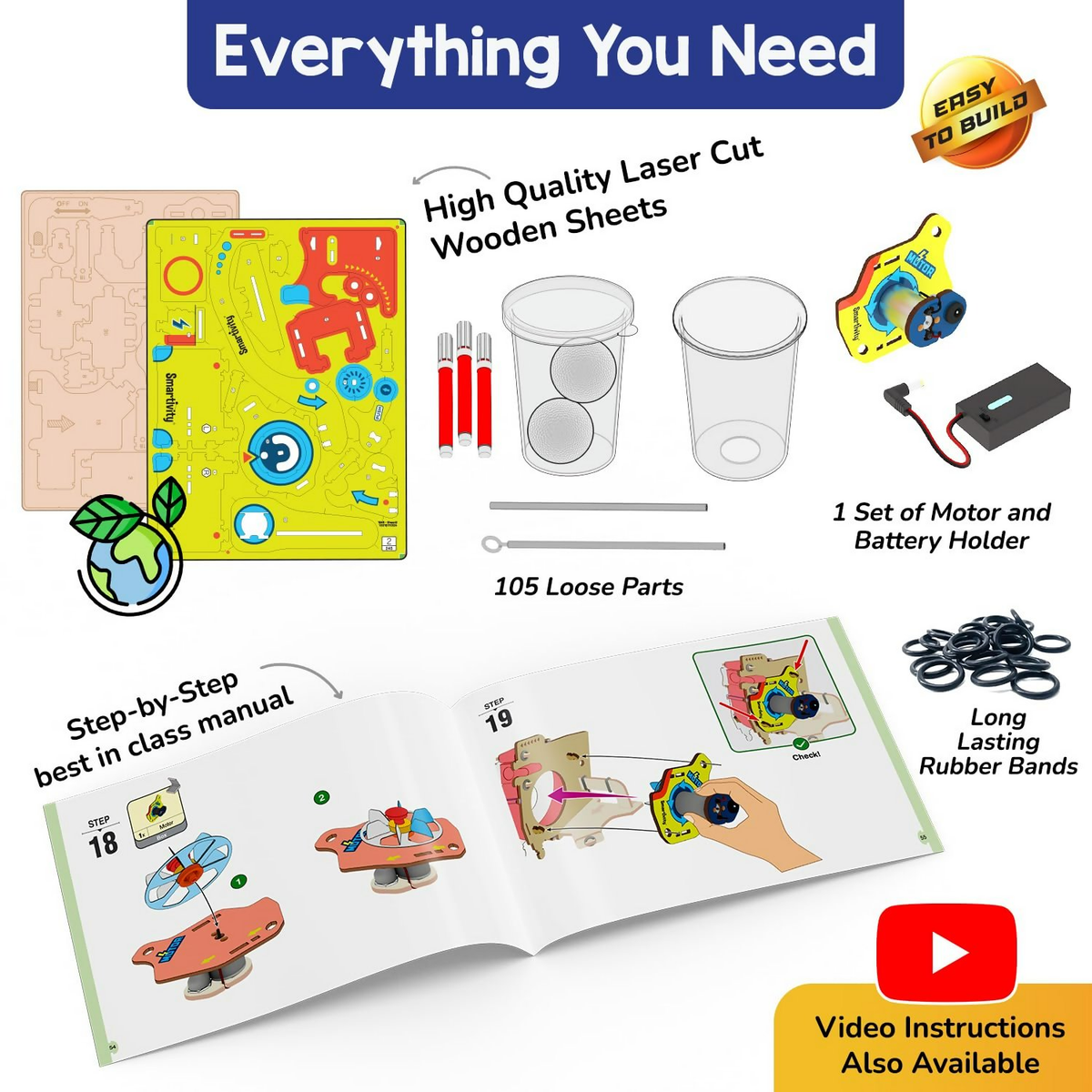 Image 3 of Smartivity 10-in-1 Motor-Powered Gadgets Kit For Kids Ages 6,7,8,9,10,11,12 Years Old Build 10+ Cool Electronics Projects