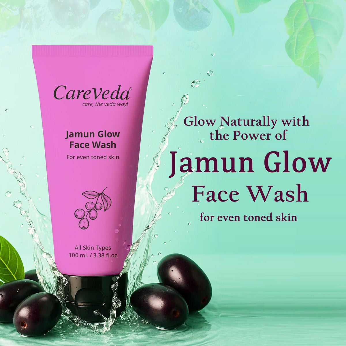 Image 3 of CareVeda Jamun Glow Face Wash For Even Toned Skin Suitable For All Skin Types